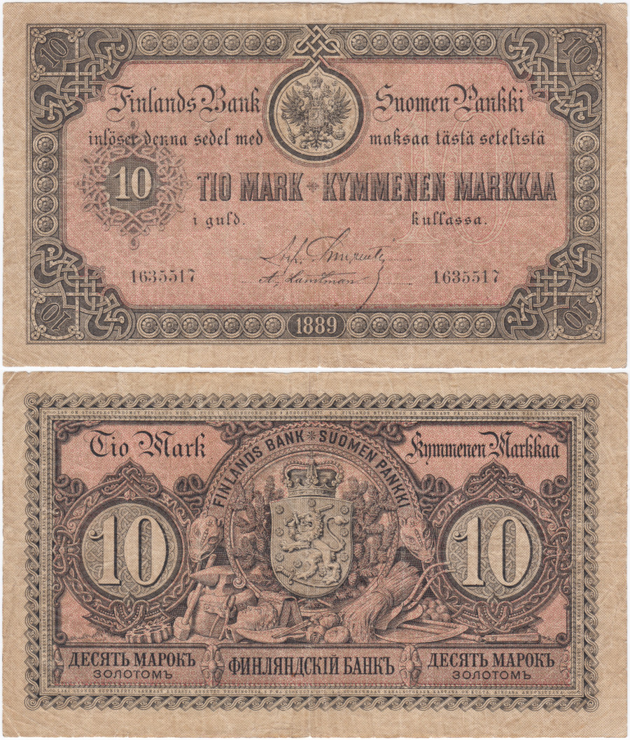 10 Markkaa 1889 1635517 kl.3-4